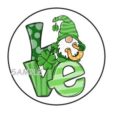 30 ST PATRICKS DAY GNOME ENVELOPE SEALS LABELS STICKERS 1.5" ROUND LOVE GIFTS