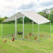 Large Metal Chicken Coop Walk in Chicken Coop for 15 Chickens Outdoor Kennel