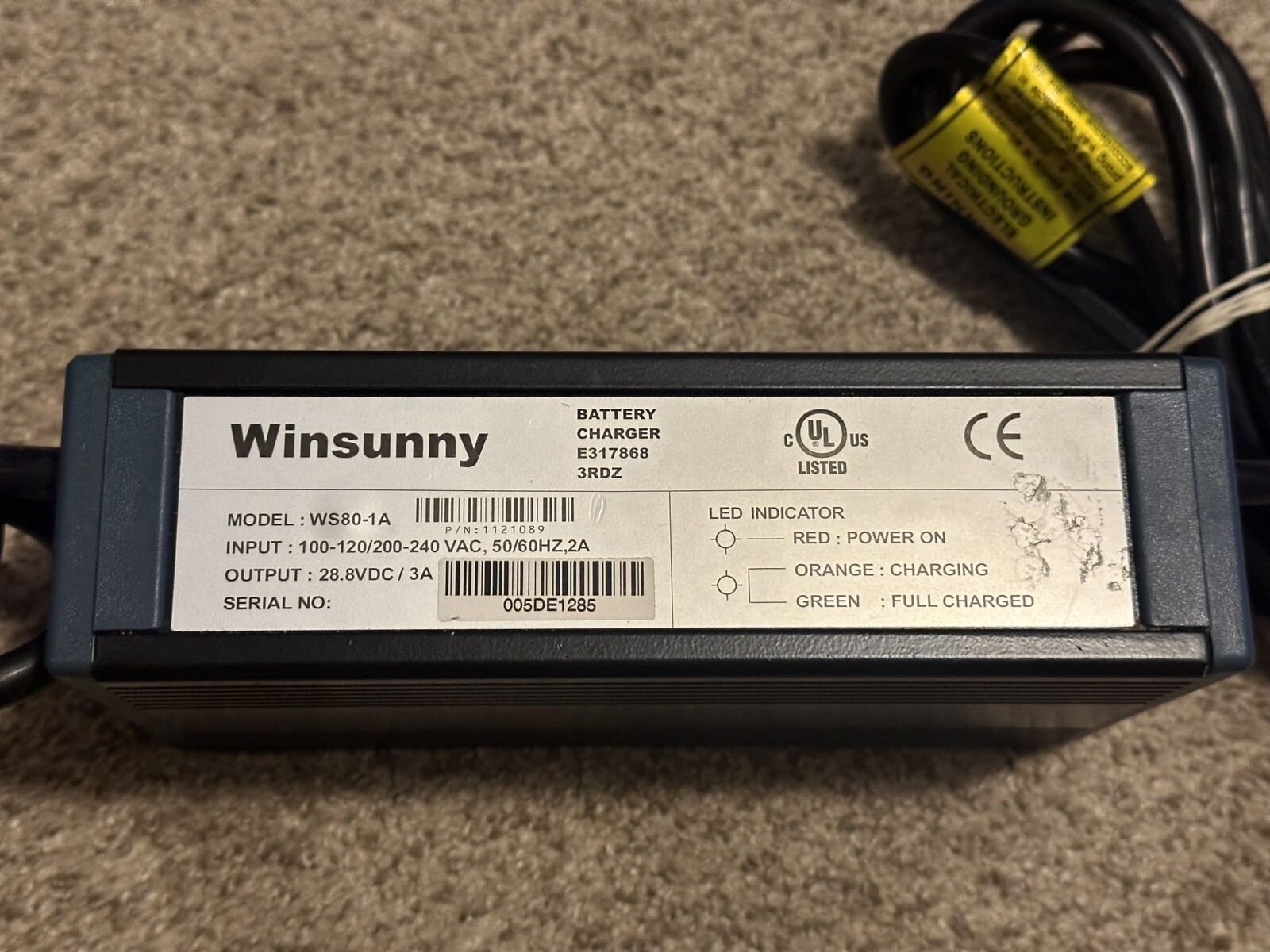 Winsunny 24V 3A Battery Charger for Power Wheelchair & Scooters XLR 3
