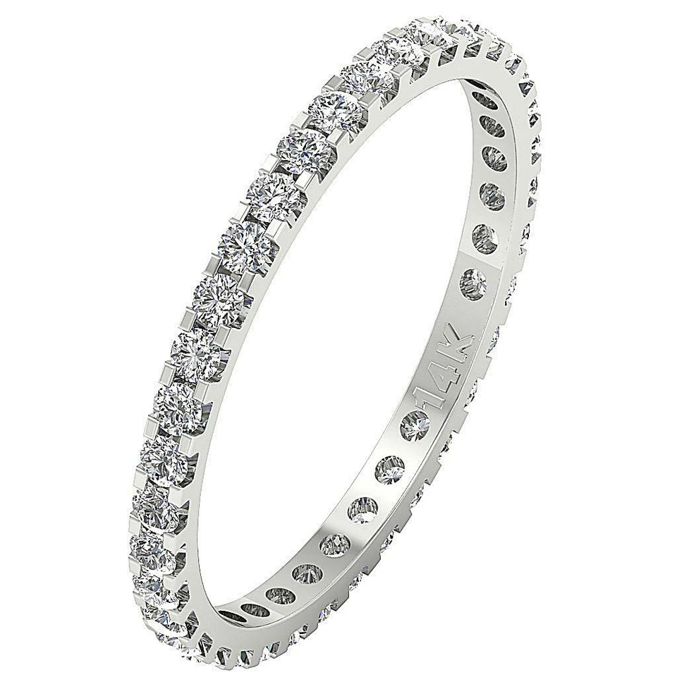 Eternity Engagement Stackable Ring SI1 G 0.90 Ct Natural Round Diamond 14K Gold - Image 3 of 4