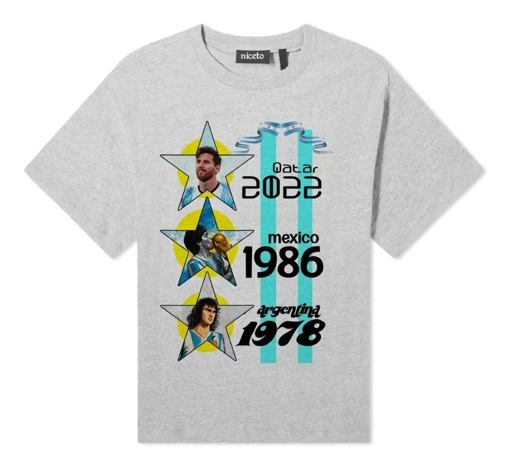 3 WORLD CUPS - MESSI 2022 - MARADONA 1986 - KEMPES 1978 - T-shirt -Ask for Sizes