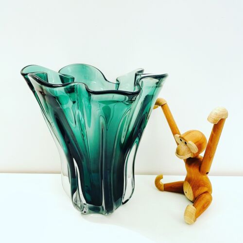 🔴 vaso in vetro di Murano vintage anni 70 splendida tonalità di verde - Foto 1 di 5