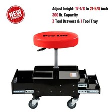 Pneumatic Chair Garage Creeper Roller Seat Stool w/ Tool Trays Drawers 300lbs