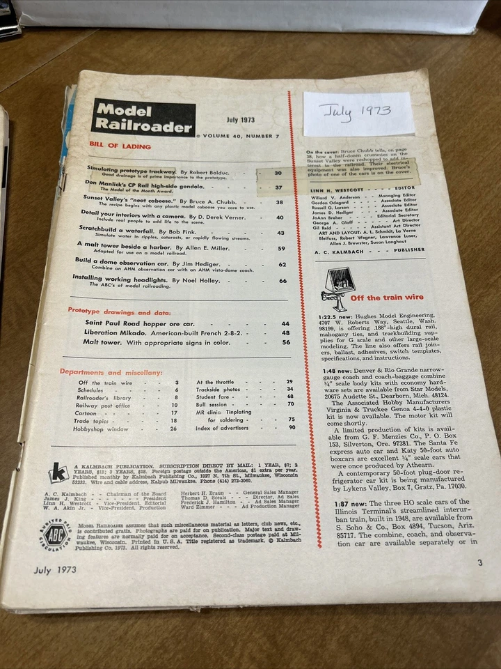 Model Railroader Magazines Jun/July 1973, Feb Apr May Nov 1974 - Image 3 of 4