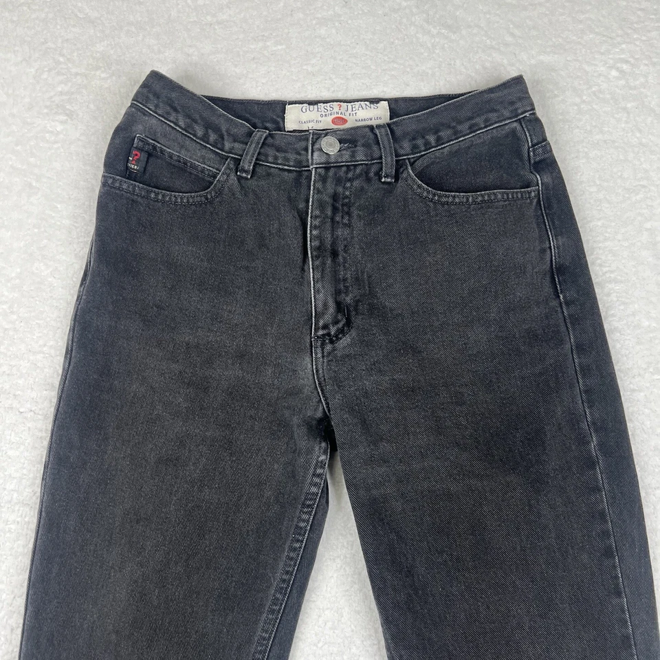Jeans Guess Vintage Mujer 29 Negro Denim Años 90 Pierna Estrecha 050 Calce Clásico Algodón Foto 2 de 4
