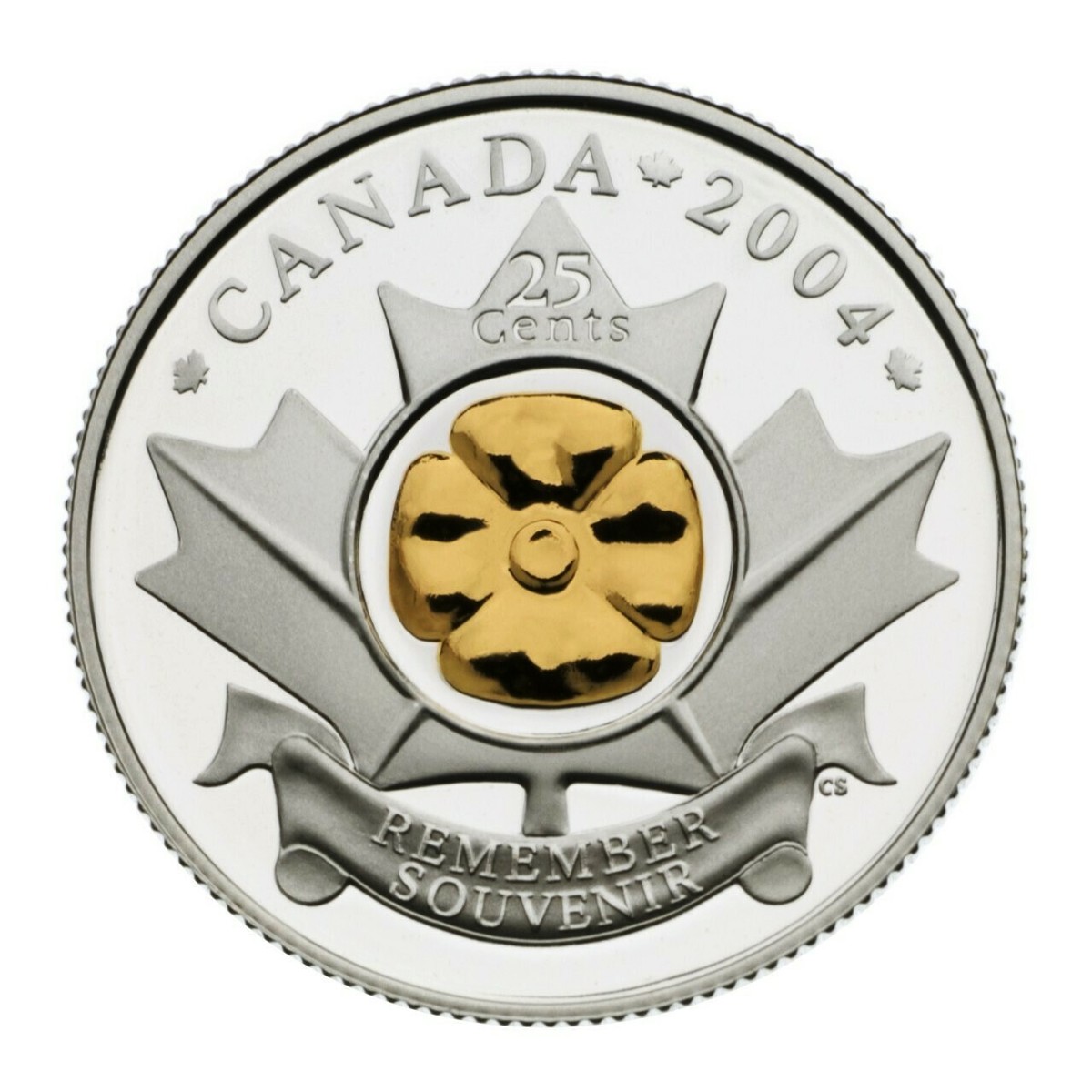 🇨🇦 Rare Canada quarter Silver Remembrance POPPY 25 cents Gold
