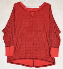 Active Top Womens Plus 22/24 Striped Lightweight Stretch Soft Knit Outdoors