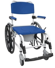 Drive Medical  Aluminum Rehab Shower Commode Chair White & Blue NEW