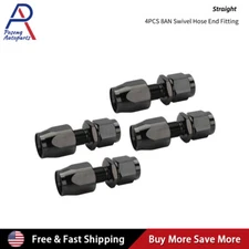 4Pcs Straight Swivel Hose End Fitting Adaptor AN8 8AN For Oil Fuel Line Black