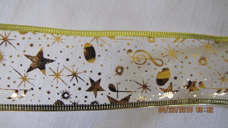 2" Wired Mesh Ribbon By the Yard - Red and Gold - by the yard - Image 3 of 3