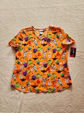New women's Scrubstar Halloween Scary Sweets Scrub Top size XL