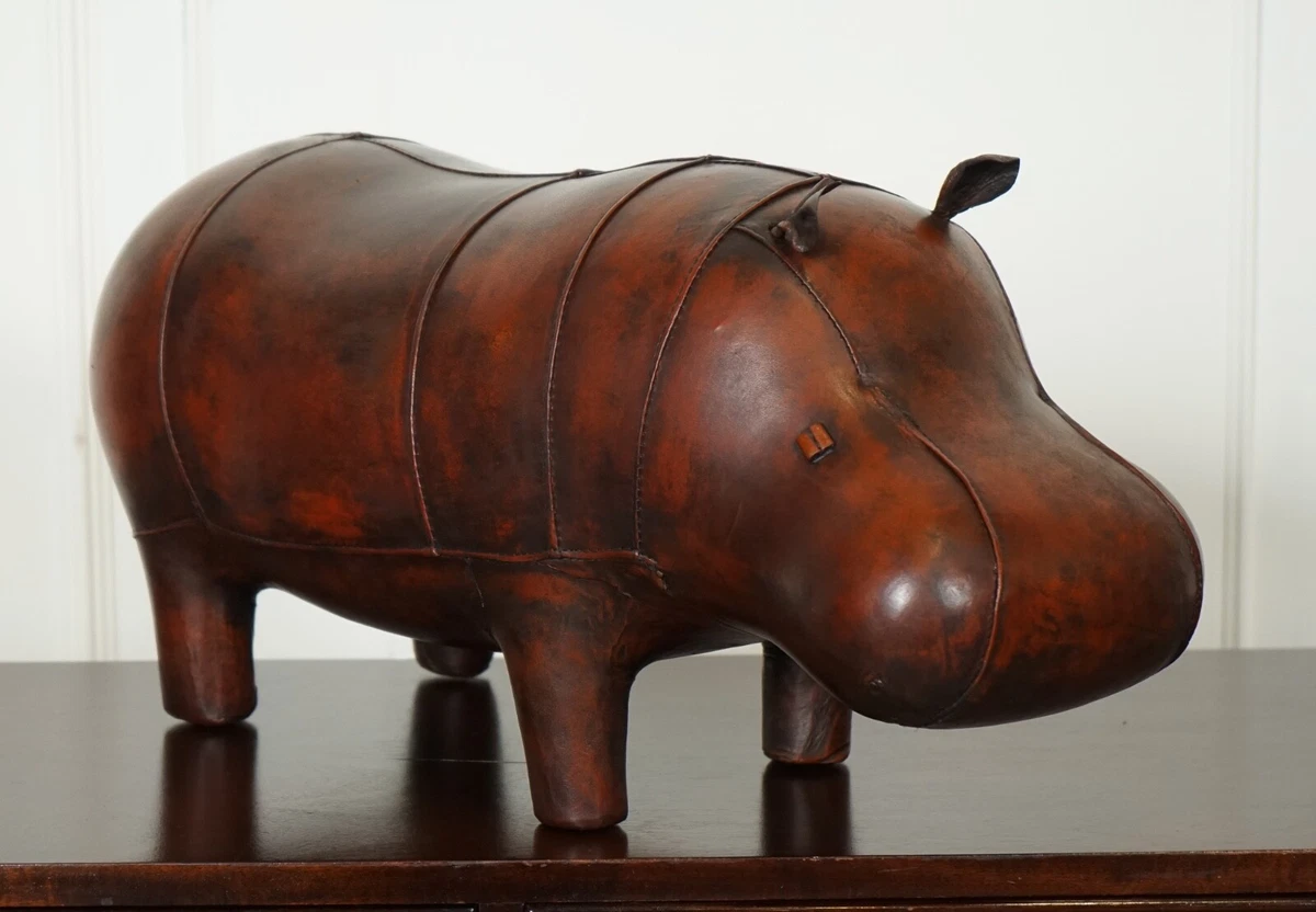 Leather 2024 hippo footstool