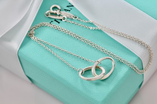 Tiffany & Co. Elsa Peretti Silver Double Loop Knot Pendant 16" Necklace - Picture 2 of 9