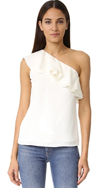 silk ruffle blouse ivory