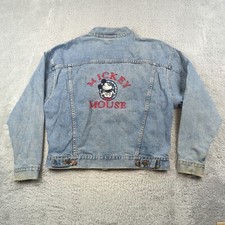 Vintage Disney Store Jacket Womens M Blue Mickey Mouse Denim Distressed Jean