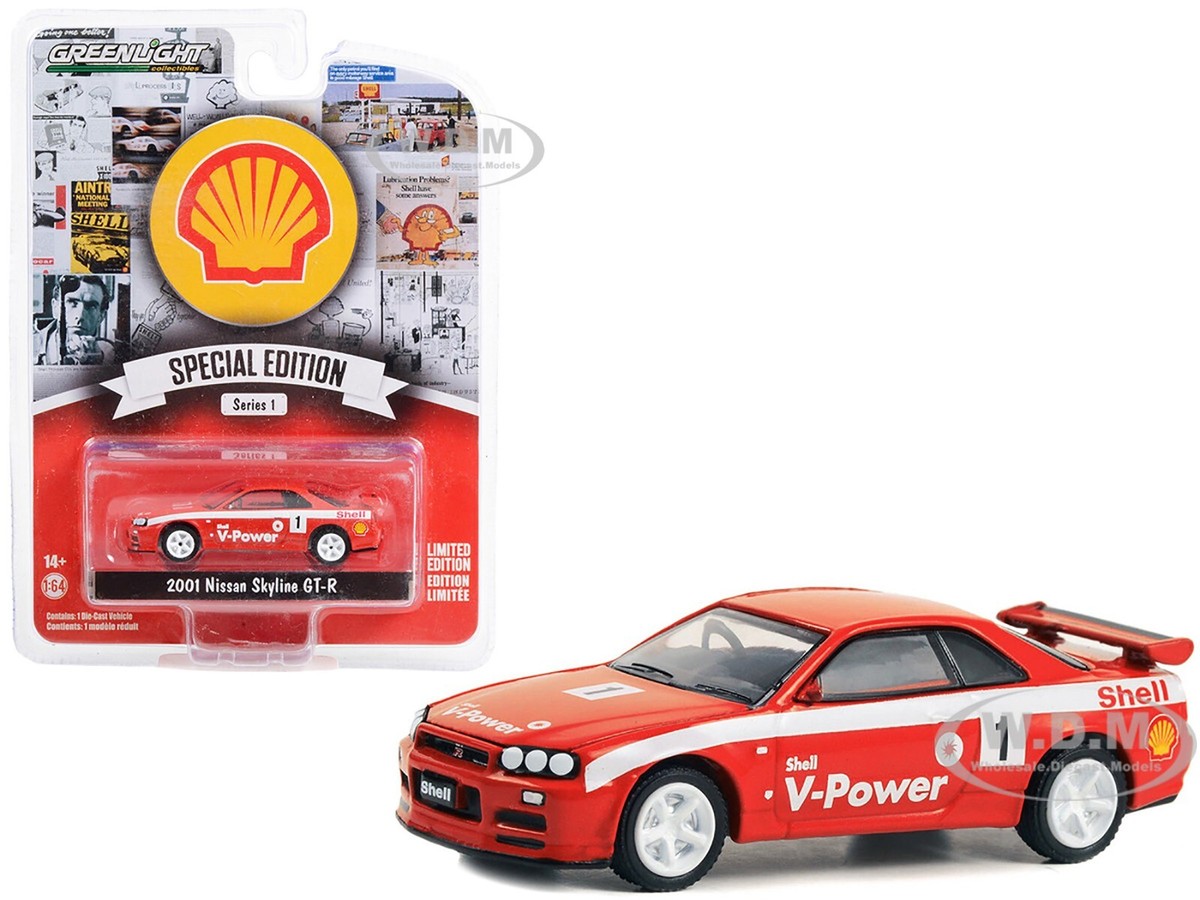 2001 NISSAN SKYLINE GT-R R34 #1 SHELL RACING 1/64 DIECAST BY