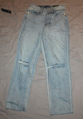 Women's Super-High Rise Distressed Mom Tapered Jeans Wild Fable Light Wash Sz 16