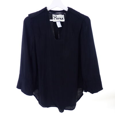 8PM Bluse Tunika Schnalle Riemen Schwarz Blouse Gr. XS 34