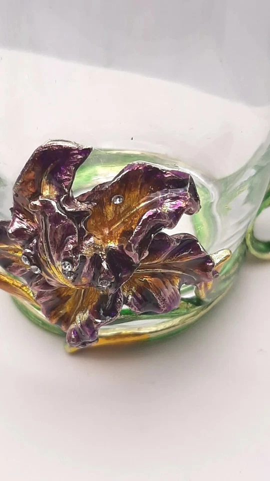 Стеклянная кружка COAWG Lily Iris Flower с металлическими ручками ручной росписи 2 ложки  - Изображение 4 из 4