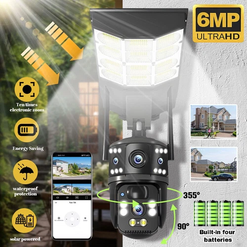 Sistema de cámara de seguridad para el hogar con batería solar inalámbrico WiFi exterior panorámica/inclinable - Foto 2 de 15