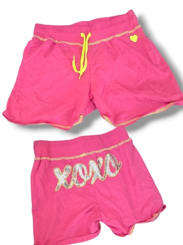 Xoxo Drawstring Shorts Girls Size Large 14/16 Pink Sequin Logo