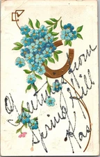 Vintage Postcard- Greetings from Spring Hill, Kansas Glitter- JY17