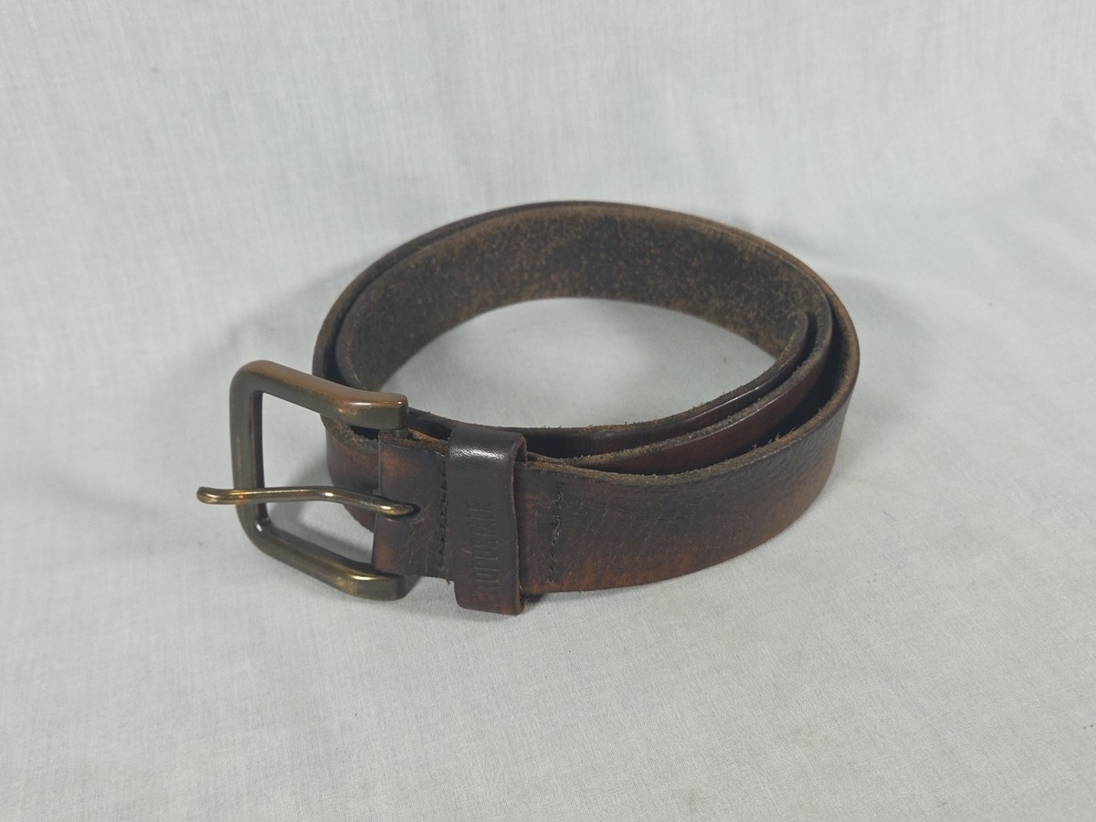 Aeropostale Genuine Brown Leather Belt Brass Buckle Size 35  display picture 1