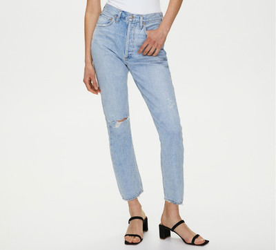 AGOLDE  Riley High Rise Straight Jeans Size 29 Light Wash Distressed