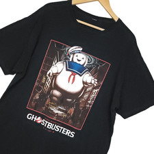 Ghostbusters Stay Puft Marshmallow Man Retro Graphic T-Shirt Size XL Black