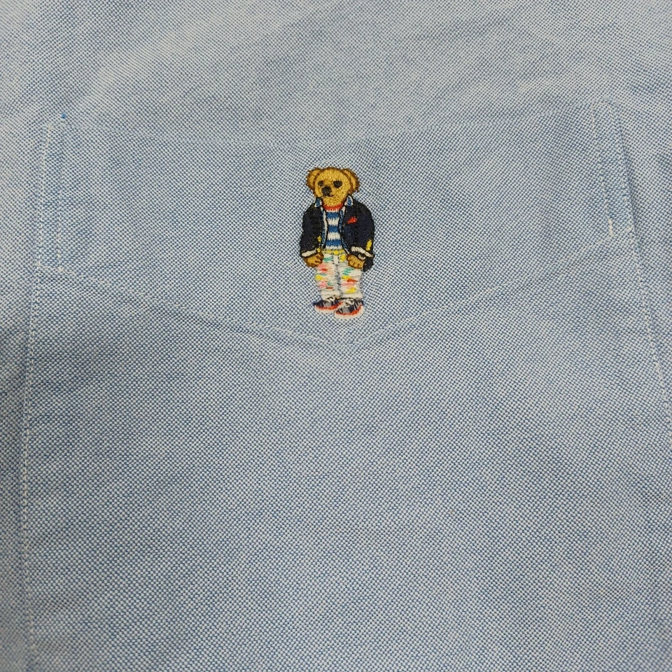 Ralph Lauren Shirt Mens 2XB Blue Polo Bear Button Down Long Sleeve Preppy - Image 4 of 4