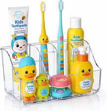 Sotfamily Clear Kids Toothbrush Holders for Bathrooms, Wall-Mounted Tooth Brush