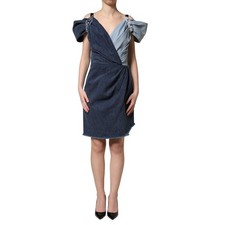 DOLCE & GABBANA Dress Blue Cotton Patchwork Denim Mini Sheath IT42/US8/M 2180usd