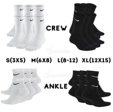 Nike Everyday Ankle & Crew Socks 6-Pairs, ALL Size’s