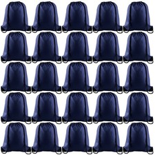Drawstring Backpack Navy Blue Lightweight Gym Bag Sports Travel Yoga 25 PCS