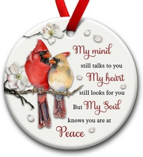 Cardinal Memorial Ornament - Ceramic Christmas Remembrance Gift for Loss