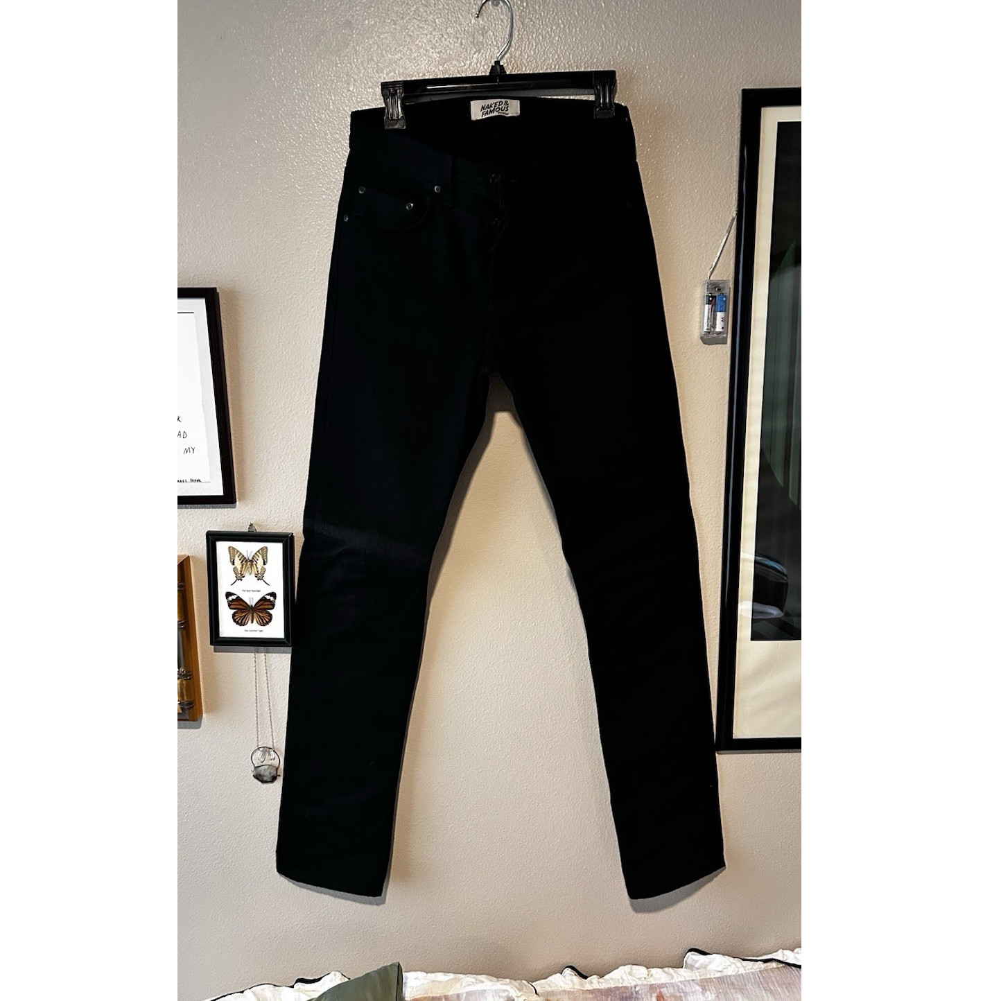 Naked & Famous Denim Selvedge Black Slim Fit Straight Leg Me
