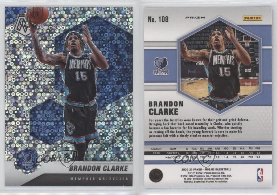 2020-21 Panini Mosaic Fast Break Silver Prizm Brandon Clarke #108 0d07 ...