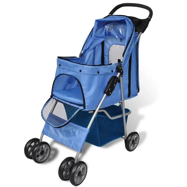 Hundebuggy Blau Mit 15 Kg Traglast 95 X 53 X 24 Cm Und Aufbewahrungskorb-image