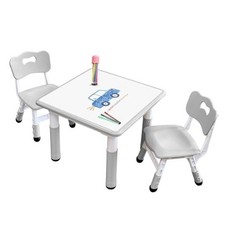 Kids Table  Chair Set with Adjustable Toddler-Safe Non-Slip Graffiti Gray