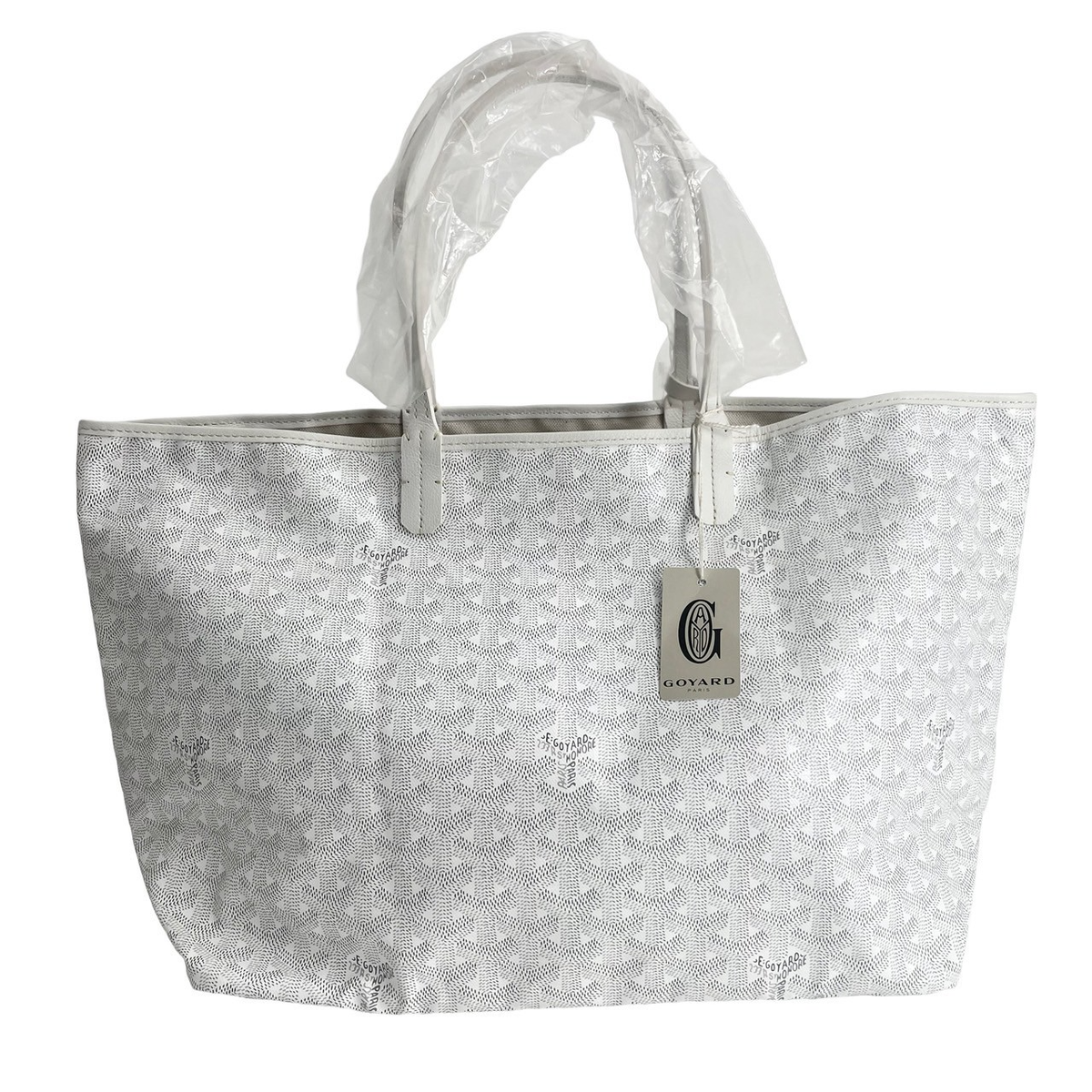 Goyard Saint Louis PM Tote Bag White Gray PVC Leather New