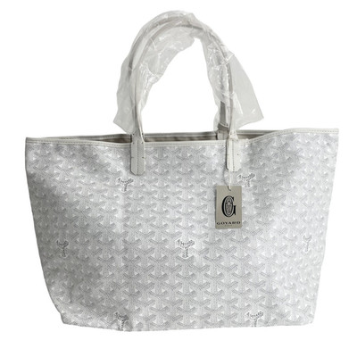 Goyard Saint Louis PM Tote Bag White Gray PVC Leather New