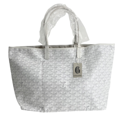 バッグ GOYARD SAINT LOUIS PM BLANC Goyard Saint Louis PM Tote Bag White Gray PVC Leather New