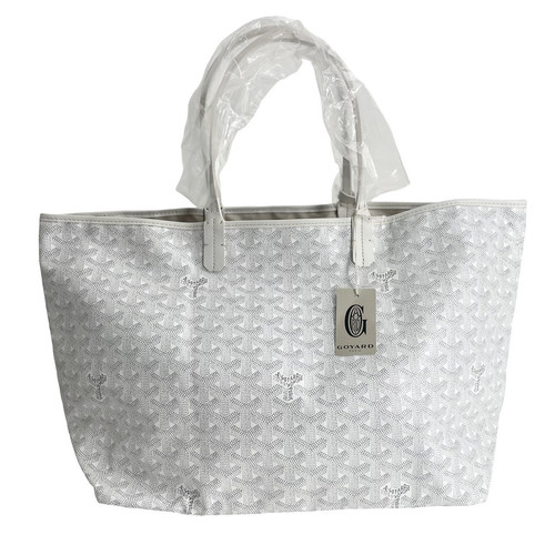 Goyard Saint Louis PM Tote Bag White Gray PVC Leather New Authentic