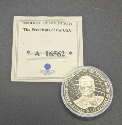 Vrg. 40th President Ronald Reagan - $10 - 2004 Liberia NIB Capsule! - Image 1 of 4