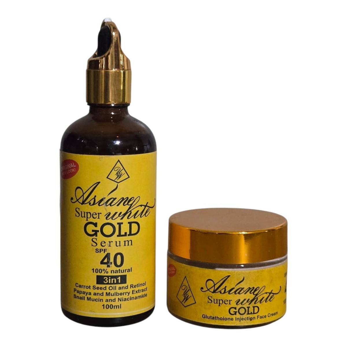 glutathione gold cream Asiane Super White Gold Serum And Strong Glutathione Gold Face Cream Spf 40