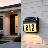 Warmweiß Leuchtende Solarleuchte Mit 2 Leds Dekorative Beleuchtete Hausnummer