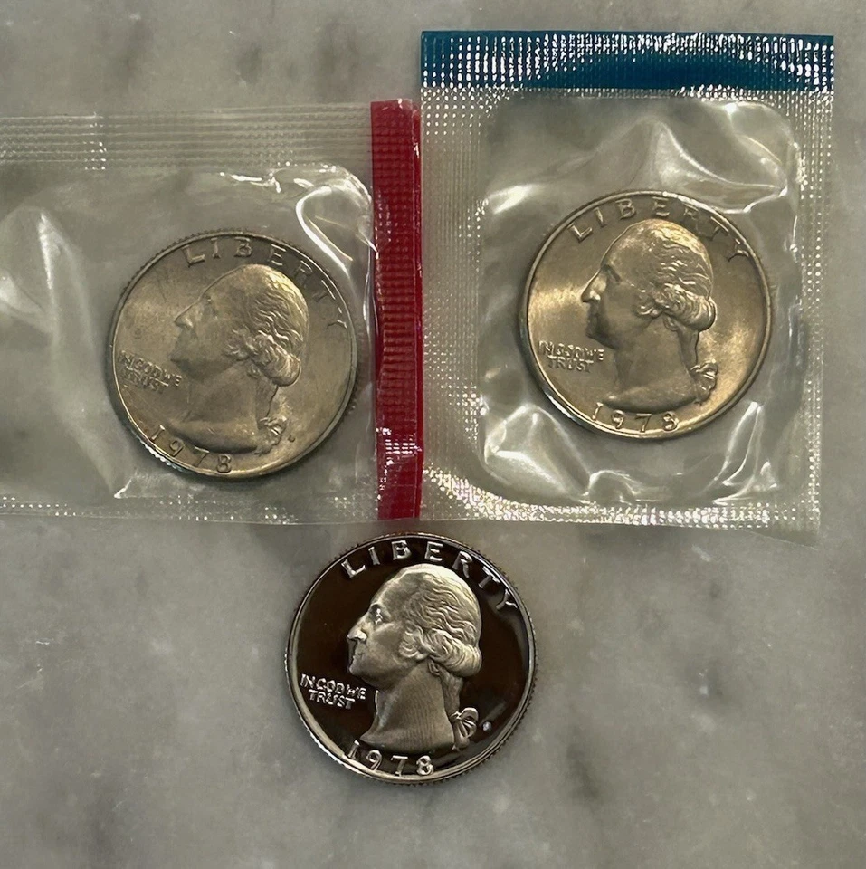 1978 P D S Washington Quarter - Proof & BU 3 Coin Lot - Mint Cello - Image 2 of 4