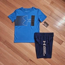NEW Under Armour Little Boy Tee Short Set, Blue sz 6