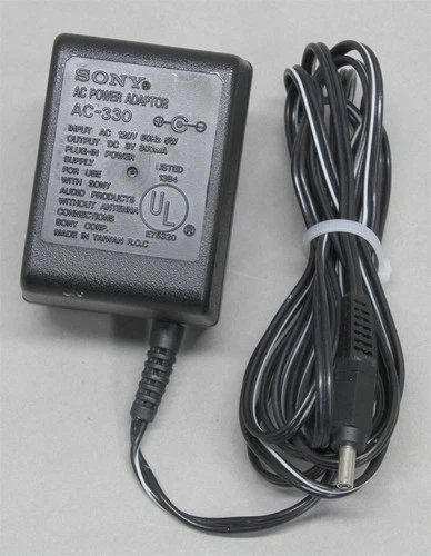 Genuine SONY Power Adapter AC-330 for Vintage Cassette Walkman - Polarity 300mA