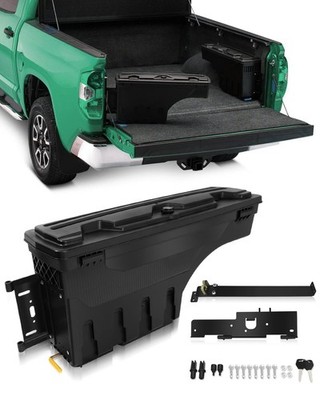 Heavy Duty No-Drill Truck Bed Tool Box Left Driver Side Multi-Compartment